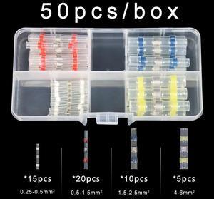 First picture~50Pcs Solder Seal Wire Connectors Heat Shrink Solder Butt Connectors Solder Connector Kit Automotive Marine Insulated(Orange 50 Pcs mix
)