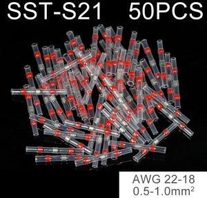 First picture~50Pcs Solder Seal Wire Connectors Heat Shrink Solder Butt Connectors Solder Connector Kit Automotive Marine Insulated(Brown 50 Pcs red
)