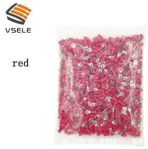 First picture~ 1000Pcs/lot ring crimp insulation terminal RV2-3 RV2-4 for 1.5-2.5mm2 wire cable connector( RV2-4
red
)