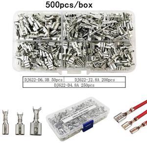 First picture~500Pcs/box DJ622-J2.8A/D4.8A/D6.3B insert spring crimp terminal connectors cooperate for SN-48B plier for 0.5-1.5mm2 wire