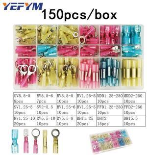First picture~150Pcs Heat shrink wire connector terminals and Solder ring terminals waterproof seal cable wire Electrical terminals Various boxes(Orange 150Pcs Heat Shrink
)