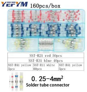 First picture~Heat shrink wire connector terminals and Solder ring terminals waterproof seal cable wire Electrical terminals Various boxes(Green 160Pcs Solder ring
)
