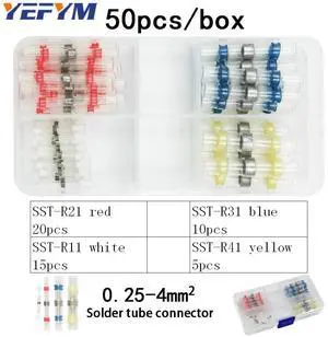 First picture~Heat shrink wire connector terminals and Solder ring terminals waterproof seal cable wire Electrical terminals Various boxes(Grey 50Pcs Solder ring
)