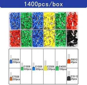 First picture~Boxed tubular terminal various styles electrical wiring connector crimping insulated tube terminals set for 0.5mm²-10mm² wire(White 1400Pcs box
)