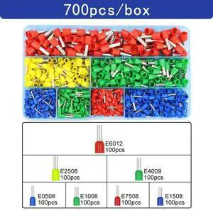 First picture~Boxed tubular terminal various styles electrical wiring connector crimping insulated tube terminals set for 0.5mm²-10mm² wire(Brown 700Pcs box
)