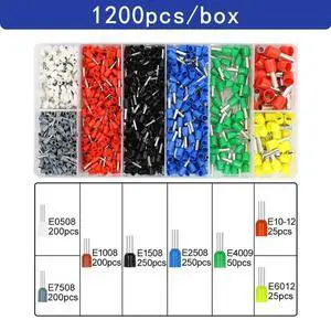 First picture~Boxed tubular terminal various styles electrical wiring connector crimping insulated tube terminals set for 0.5mm²-10mm² wire(Red 1200Pcs box
)