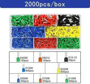 First picture~Boxed tubular terminal various styles electrical wiring connector crimping insulated tube terminals set for 0.5mm²-10mm² wire(Blue 2000Pcs box
)