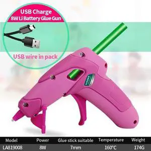 First picture~ Wireless Hot Melt Glue Gun for Children Safety 8W Lithium Battery Direct Charge USB Charging with Glue Stick Household DIY(Red Glue Gun
)