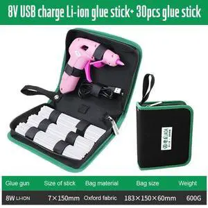 First picture~ Wireless Hot Melt Glue Gun for Children Safety 8W Lithium Battery Direct Charge USB Charging with Glue Stick Household DIY(Blue 30 sticks and bag
)