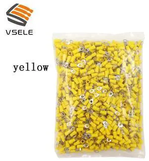 First picture~ 1000Pcs/pack ring crimp insulation terminal RV1.25-3 RV1.25-4 RV1.25-5 RV1.25-6 8 10 for 0.5-1.5mm2 wire cable connector(RV1.25-5
yellow
)