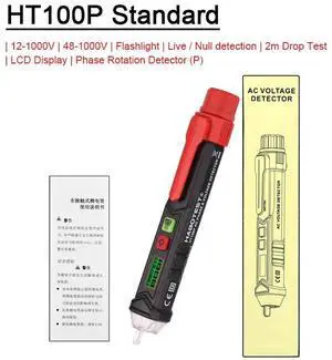 First picture~Non-Contact phase Rotation AC pen Detector DIY Voltage Tester Electrician Tools Live Null Wiring  Checker Hi Low Sensitivity(White HT100Px1Pcs
)