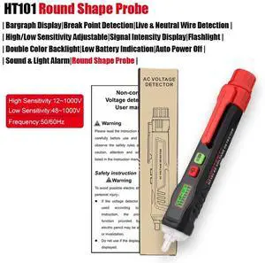 First picture~ Voltage Indicator Smart AC Voltage Detector Non Contact Electric Tester pen Breakpoint Finder Neutral Live Wire Check(Silver HT101 Round Probe
)