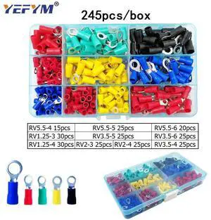 First picture~ tube insulating crimp terminals insulating ring terminals plug tab 2.8 4.8 6.3 terminator connector block 9 kinds box set(Red 24cs ring
)