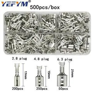 First picture~ tube insulating crimp terminals insulating ring terminals plug tab 2.8 4.8 6.3 terminator connector block 9 kinds box set(Grey 500Pcs Plug
)
