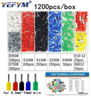 First picture~ tube insulating crimp terminals insulating ring terminals plug tab 2.8 4.8 6.3 terminator connector block 9 kinds box set(Brown 1200Pcs tube
)