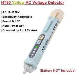 First picture~ HT90 AC Voltage Detector pen Tester Macaron Edition Dual Sensitivity Sound LED Alarm Breakpoint LIVE Null Wire Check(RedHT90 Yellow
)