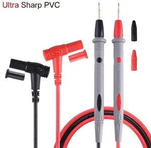 First picture~Multimeter Test Lead Soft Silicone 158 cores Copper Wire Low Impendance Universal Digital Multimeter probe Test Leads Needle Tip(Gold P VC Ultra SharP
)