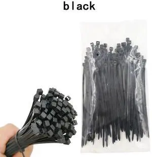 First picture~100Pcs/pack self-locking nylon cable ties 3*150mm 6 color plastic zip tie black wire binding wrap straps first batch of nylon(Black black 2.5x150mm
)