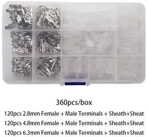 First picture~Metal Connector 2.8/4.8/6.3mm Copper Wire Terminals Male Female Connectors  Electric Terminal Wire Connection Spade Connector(Line Connector
MULTI360Pcsbox
)