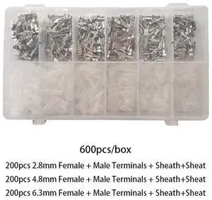 First picture~Metal Connector 2.8/4.8/6.3mm Copper Wire Terminals Male Female Connectors  Electric Terminal Wire Connection Spade Connector(Line Connector
Auburn 600Pcsbox
)