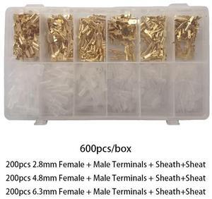 First picture~Metal Connector 2.8/4.8/6.3mm Copper Wire Terminals Male Female Connectors  Electric Terminal Wire Connection Spade Connector(Line Connector
Ivory 600Pcsbox
)