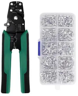 First picture~Electrical Connectors U Shaped O Shaped Wire Terminals 0.5-4MM Lugs Cable Terminal Wire Tips Car Ship Crimping pliers Tool Set(Violet 1Pcs P liers 1Pcs Box
)