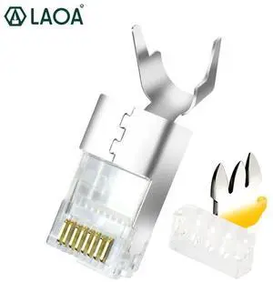 First picture~ CAT7 FTp RJ45 Crystal Cable Connector Copper Shell Gold-plated Shielded Network Cable Head(Chocolate 50Pcs
)