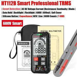 First picture~ Multimeter professional Smart Intelligent Multitester Ohm Capacitance Hz AC DC Voltage Current NCV Multimetro Tester(Brown HT112B Smart Meter
)