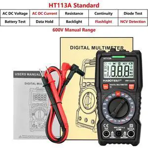 First picture~ Handheld Digital Multimeter 600V 10A AC DC Voltage Current Ohm Hz True RMS Capacitance DMM C/F Tester Multitester(Brown HT113A Standard
)