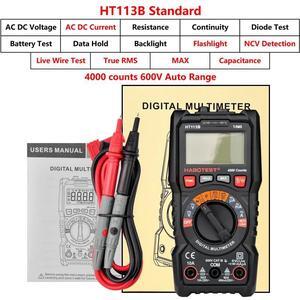 First picture~ Handheld Digital Multimeter 600V 10A AC DC Voltage Current Ohm Hz True RMS Capacitance DMM C/F Tester Multitester(Orange HT113B Auto Standard
)