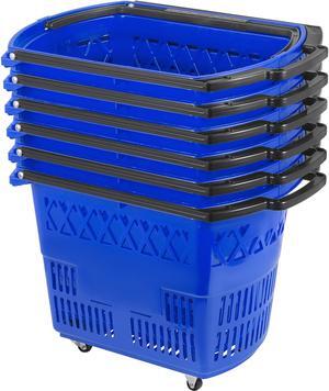 VEVOR 6 PCS Shopping Carts Large Basket Blue Shopping Basket with Handle Portable and Durable Shopping Baskets for Retail Store (21 X 14 X 13 inch-6, Blue)