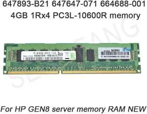 SENLIFANG 647893-B21 647647-071 664688-001 4GB 1Rx4 PC3L-10600R Memory For HP GEN8 Server Memory RAM