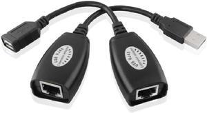 2Pcs USB To RJ45 RJ 45 LAN Cable Extension Adapter Extender Over Cat5 RJ45 Cat6 Patch Cord Black Networking Accessories