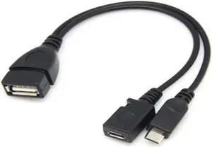 1pc 2 In 1 OTG Micro USB Host Power Y Splitter USB Adapter To Micro 5 Pin Male Female Cable