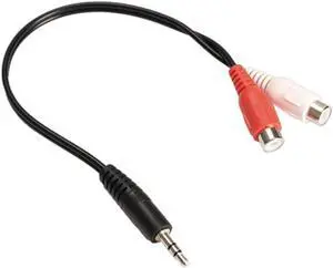 3.5mm Jack Male To 2 RCA Female Jack RCA Stereo Audio Cable Converter Adapter
