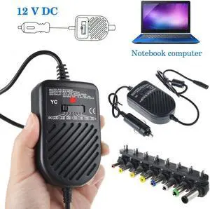 Universal 80W DC Power Charger LED Auto Car Adapter Adjustable Power Supply Adapter 8 Detachable Plugs For Car Laptop Notebook