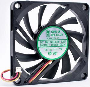 DFB701012M 7cm 70mm fan 70x70x10mm DC12V 1.7W 3 wires, double ball bearings, cooling fan for chassis power supply CPU