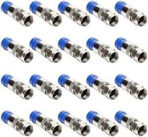 RG6 Compression F Type Straight Antenna Cable Connector Coax Adapter Pack of 20,Blue
