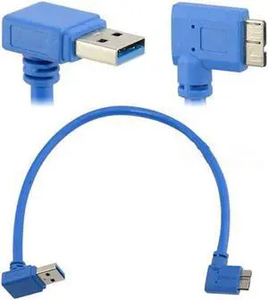 USB 3.0 to USB 3.0 Micro B Cable USB 3.0 A Male 90 degree Down Angle to Micro B Male 90 Degree Right Angle Short Cable 0.3m/30cm