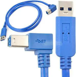 USB 3.0 A Male to USB 3.0 Type B Male Cable USB 3.0 A Male to USB 3.0 B Male 90 degree Left Angled Cable 1M 100cm 3ft