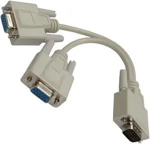 15 Pin VGA Male to 2 Female Y Splitter Cable SVGA Monitor Adapter Extension Converter Video Cable Lead for PC,TV