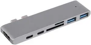 USB Type C Hub Adapter 7 in 1 Dual USB Type C Dock For MacBook Pro with 4K HDMI USB C USB3.0 SD/Micro SD Card Reader