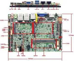 Fanless J1900 CPU 3.5" IPC SBC Embedded Motherboard Baytrail Mainboard with 6*COM 2*Giga NTWRK LVDS USB 3.0 Port