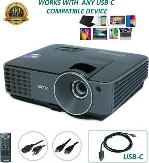 BenQ MX520 3000 ANSI Lumens DLP Digital Multimedia Projector HD 1080p 3D Ready USB-C Home Theater Cinema and Presentations Multipurpose Use  with Accessories Bundle (Power Cable, HDMI Cable, Remote)