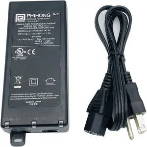 Genuine Phihong PoE POE36U-1AT-R Switching Power Supply Injector 56V 0.643A w/PC