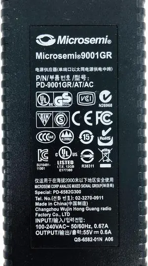 Microsemi PD-9001 PD-9001GR/AT/AC POE Injector 55V 0.6A 30W Power over Ethernet