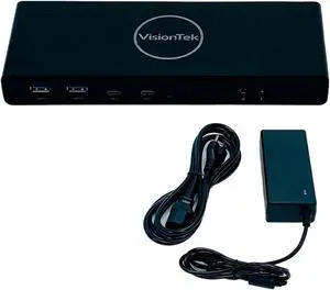VisionTek VT4500 Dual Display 4K USB 3.0 and USB-C Docking Station w/ Adapter