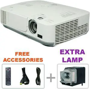 NEC NP-M260X 3LCD Projector 2600 Lumens HD HDMI 1080p w/Bundle + EXTRA LAMP