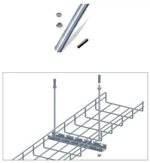 Cable Tray Screw Rod with Cement Wall Anchor Kit, 3' Cable Tray Screw Rod with Cement Wall Anchor Kit, 3'