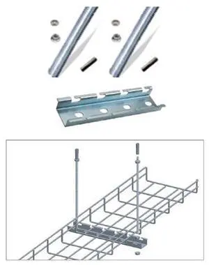 Cable Tray Ceiling Hanging Bar Kit with Rods, 8", Zinc Cable Tray Ceiling Hanging Bar Kit with Rods, 8", Zinc